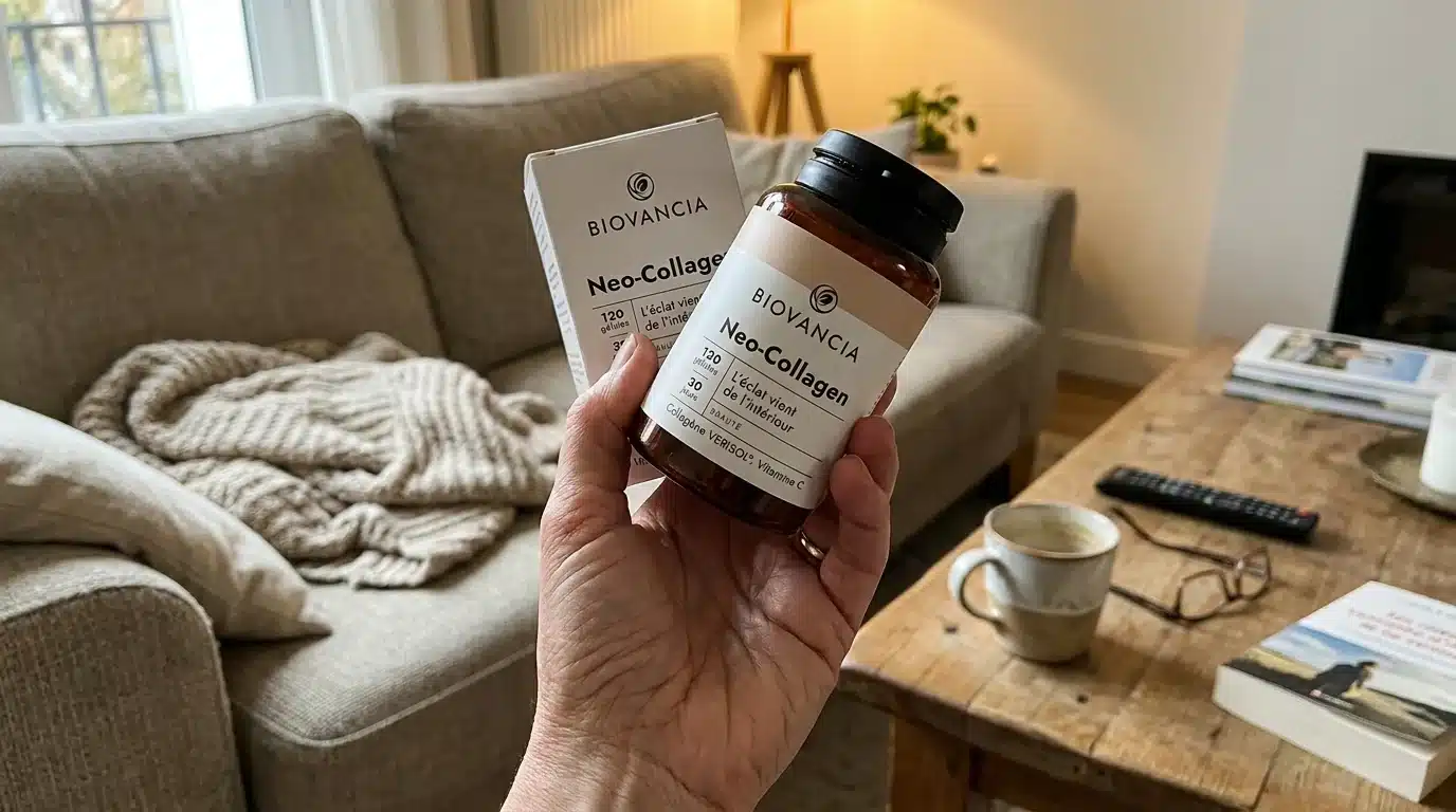 Photo UGC de Neo-Collagen Verisol tenue par Claire dans son salon, test après 90 jours