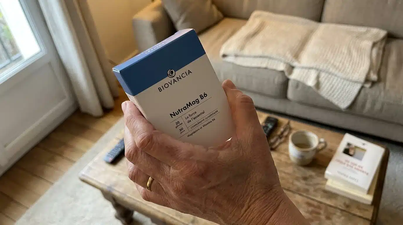 Photo UGC de NutraMag B6 tenue par Claire dans son salon, test après 60 jours